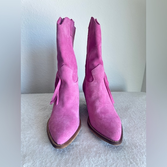 KALI SHOES Cowgirl boots fringes Stivaletti Texani Pink suede‎ 39 US 9 western - Picture 5 of 12